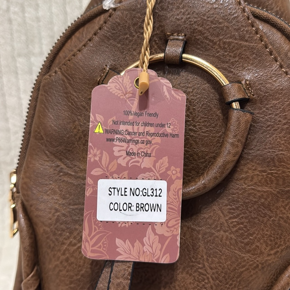 Brown Leather Crossbody Bag with Patterned Strap - Picture 13 of 13